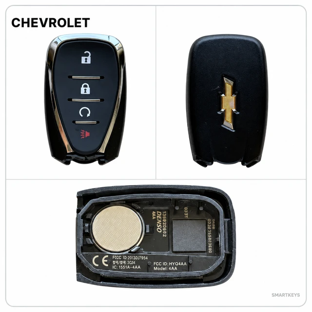 Chevrolet 3-Button Smart Key Fob — 13508766 / HYQ4AA — reference image; verify original key markings
