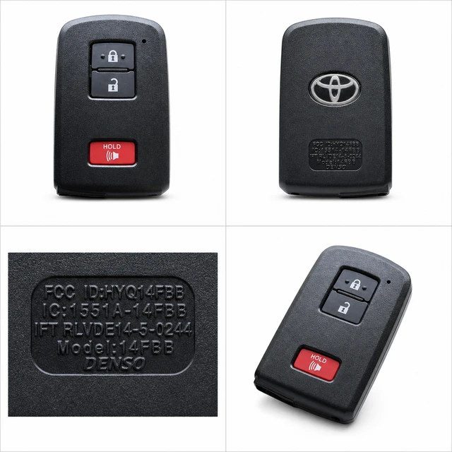 NEW OEM 2015–2022 Toyota 4Runner / Tacoma / Tundra / Sequoia Smart Key Fob — 89904-35060 / HYQ14FBB — front, complete back, identification label and angled view